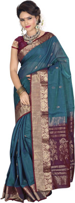 

Indianhandloom Woven Coimbatore Silk Cotton Blend Saree(Blue)