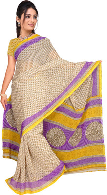 

Vardan Prints Printed Fashion Georgette Saree(Purple, White)