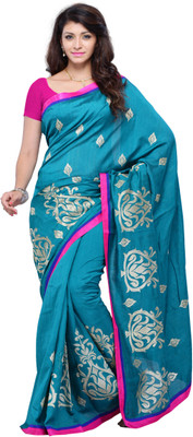 

JTInternational Self Design Fashion Art Silk Saree(Blue), Multi color