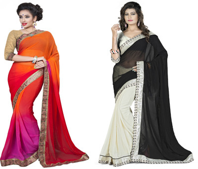 

Omkarcreation Floral Print Bollywood Georgette Saree(Pack of 2, Multicolor)