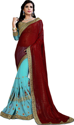 

Khoobee Self Design, Embroidered, Embellished Fashion Georgette, Jacquard Saree(Maroon, Light Blue, Beige, Beige;light blue;maroon