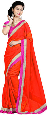 

Party Wear Dresses Solid Fashion Chiffon Saree(Red)