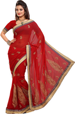 

Ishin Embellished Fashion Chiffon Saree(Red), Maroon