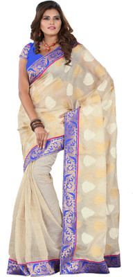 

Weavedeal Embellished Banarasi Brocade Saree(White)