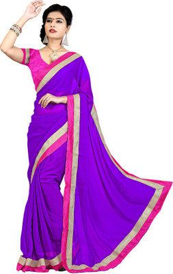 

Indian Wear Online Plain Fashion Chiffon Saree(Purple)