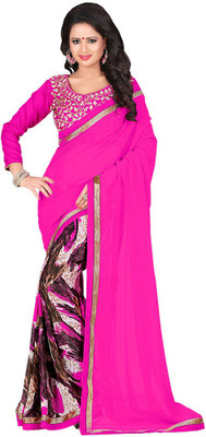 

Manthan Printed Daily Wear Georgette Saree(Pink, Multicolor)