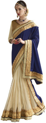 

Desi Butik Embroidered Fashion Chiffon, Net Saree(Magenta, Beige), Violet and beige