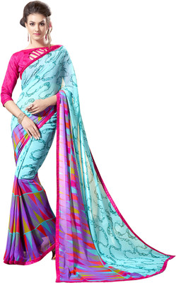 

Jiya Self Design, Printed Fashion Georgette Saree(Light Blue, Multicolor)