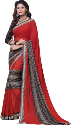 

Manthan Printed Daily Wear Georgette Saree(Red)