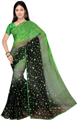 

Party Wear Dresses Printed Fashion Chiffon Saree(Green)