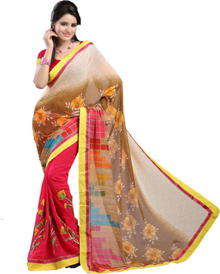 

Desi Butik Embroidered Fashion Chiffon, Art Silk Saree(Beige, Pink)