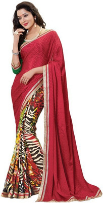 

Lovely Look Printed Daily Wear Georgette Saree(Red)