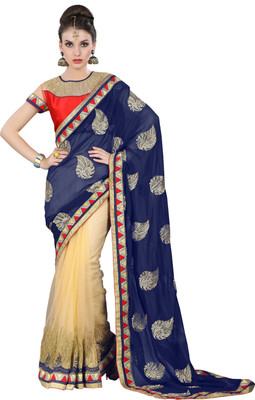 

Khushali Self Design, Embroidered, Embellished Fashion Net, Georgette Saree(Blue, Beige, Red), Beige;blue;red