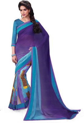 

Indianbeauty Self Design, Printed Bollywood Pure Georgette Saree(Light Blue)