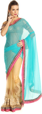 

Soch Self Design Fashion Net, Georgette Saree(Beige, Light Blue), Beige;sky blue