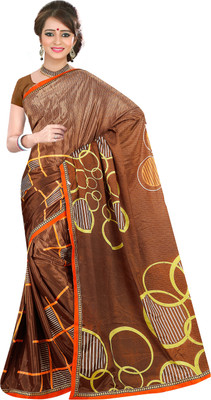 

Khoobee Self Design, Printed Fashion Silk Saree(Brown, Multicolor)