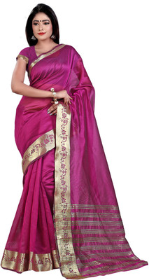 

Weavedeal Solid Banarasi Chanderi Saree(Pink)