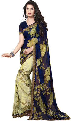 

PSHOPEE Printed Fashion Chiffon Saree(Dark Blue)