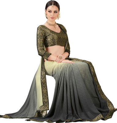 

Jiya Self Design, Printed Fashion Georgette Saree(Beige, Grey, Black), Beige;black;grey