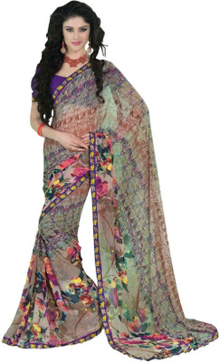 

Cenizas Printed Fashion Georgette Saree(Multicolor), Brown
