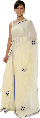 

Ellegent Solid Fashion Chiffon Saree(White)