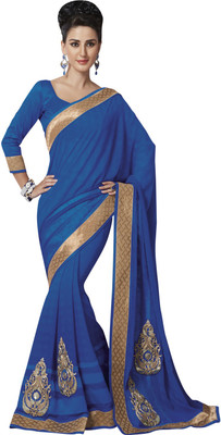 

Vishal Self Design Bollywood Chiffon Saree(Blue)