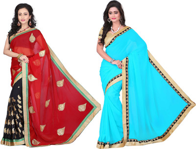 

Aai Shree Khodiyar Art Embroidered Bollywood Georgette Saree(Pack of 2, Multicolor)