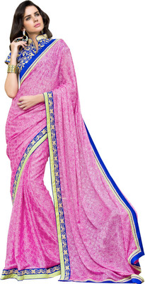 

Manthan Embroidered Daily Wear Satin, Chiffon Saree(Pink)