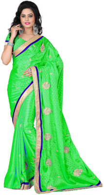 

Vishakha Fashion Embroidered Bollywood Jacquard Saree(Green)