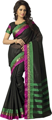 

M.S.Retail Solid Fashion Cotton Saree(Black)