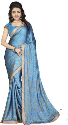 

Khushali Self Design, Printed Fashion Silk, Crepe, Jacquard Saree(Blue, Beige), Beige;blue