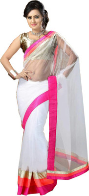 

Indianbeauty Self Design Bollywood Net Saree(White)