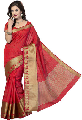 

Rani Saahiba Self Design Fashion Art Silk Saree(Red)
