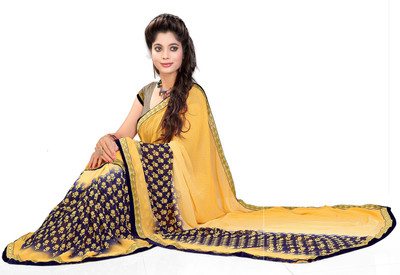 

Avaran fashion Printed Bollywood Chiffon Saree(Beige), Pink