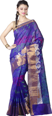 

Chandrakala Woven Banarasi Art Silk Saree(Purple)