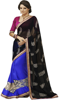 

Ewows Self Design Fashion Jacquard Saree(Multicolor), Black;blue