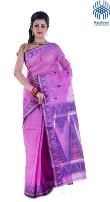 

Tantuja Woven Tangail Handloom Cotton Saree(Pink)
