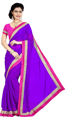 

Party Wear Dresses Solid Fashion Chiffon Saree(Purple)
