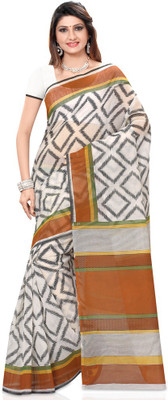 

Shelina Printed Fashion Cotton Saree(White)