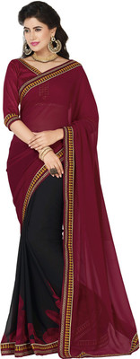 

Lovelylook Printed Daily Wear Georgette Saree(Maroon, Black)