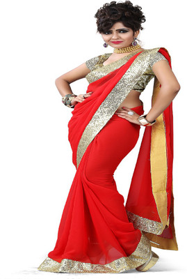 

Stylo Designer Self Design Fashion Handloom Georgette Saree(Red)