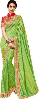Ratnavati Embellished Bollywood Poly Silk Saree(Green)