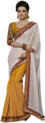 

Ewows Self Design Fashion Jacquard Saree(Multicolor), Off white;yellow