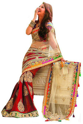 

Snh Export Embroidered Bollywood Georgette, Net Saree(Blue), Blue;red