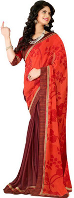 

Kintu Designs Pvt. Ltd. Floral Print Fashion Georgette Saree(Orange)