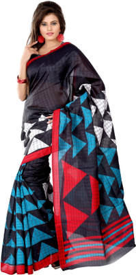 

Vardan Prints Printed Bollywood Polycotton Saree(Black, Blue)