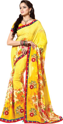 

Khushali Self Design, Embroidered, Embellished Fashion Georgette Saree(Yellow)