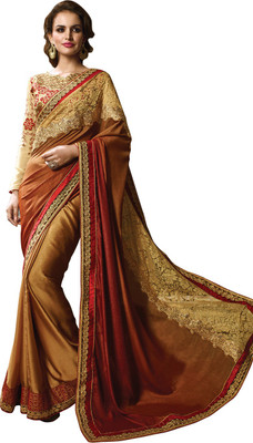 

Saara Embroidered Fashion Jacquard Saree(Brown, Yellow), Beige and brown
