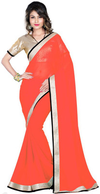 

Desi Butik Printed Fashion Chiffon Saree(Orange)