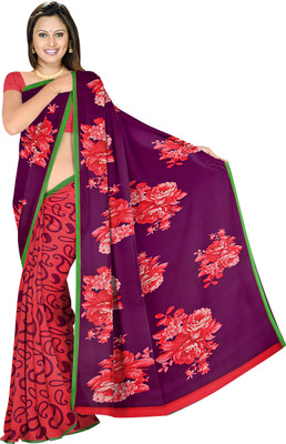 

Khushali Self Design, Printed Fashion Georgette Saree(Pink, Purple)